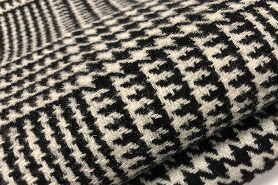 粗紡梭織面料工廠50%毛元白千鳥格面料