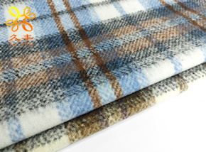 藍(lán)白格全滌提花單面呢