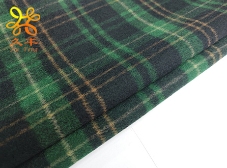 綠黑駝50毛滌雙面格子呢